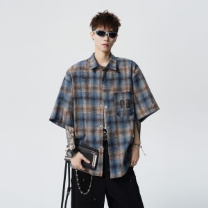 WUKONGYOUHUO | Dyed Plaid Loose Fit Couple Style Short Sleeve Shirt