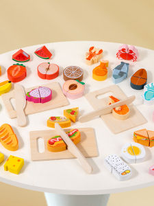 Childrens Wooden Pretend Play Food Toys Simulation Fruits Vegetables Kitchen Food Early Education Intelligence Toys Cutting Fun