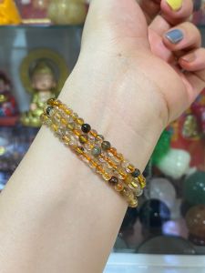 Vòng tay đá thạch anh tóc tam tài 5li 108 hạt quấn tay 3 vòng(đeo cổ) đá thiên nhiên