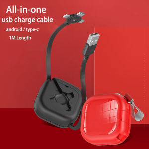 VAORLO 4 In 1 Original 5A Retractable USB Cable Micro USB Lightning Type C Fast Charge Charger Cord 3 In 1สายชาร์จพร้อมที่วางโทรศัพท์ Stand Data Cable เข้ากันได้กับ iPhone 14 13 Pro Xiaomi 11T Pro OPPO สมาร์ทโฟน VIVO