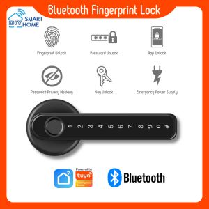 Tuya Bluetooth Fingerprint Biometric Password Door Lock Digital Electronic Keyless Entry Door Knob Smart Home Smart Life