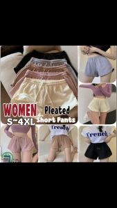 Seluar Pendek Waffle Perempuan Women Waffle Short Pants Loose Plus Size Women High Waist Wide Leg Sports Shorts Pants Drawstring Casual Short