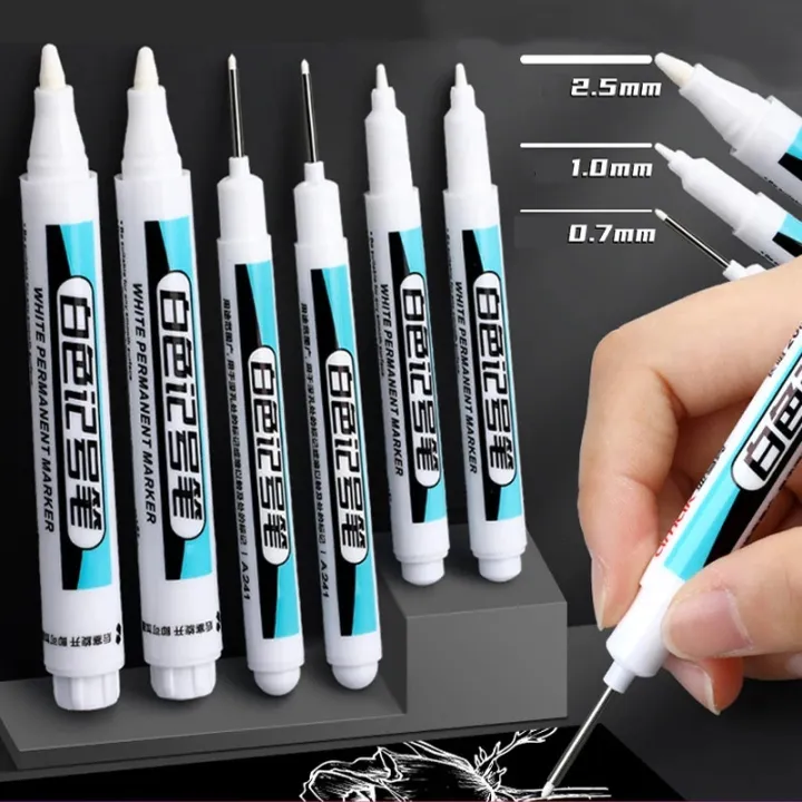 [MORLY] White Paint Pen Marker Pen comes in sizes of and is  Waterproof Permanent Oily Pens used for Wood, Rock, Plastic, Leather,  Glass,