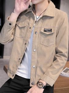 ROMON | Lormen Mens Collared Jacket Casual Thickened Denim Spring Autumn Fashionable Stylish Outerwear Standard Fit Modern Style