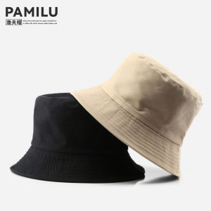 Sun Protection Fishing Hat Womens Outdoor Double-Sided Solid Color Summer Fashionable Bucket Hat Couples round Top Cap