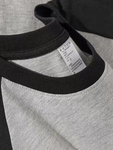 Black Grey Colorblock Heavy Cotton Spliced Raglan Sleeve T-Shirt