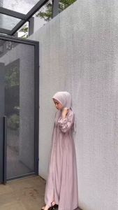Gamis Midi Hazzel Tali Samping Kekinian Dress Bahan Polo Linen Terbaru