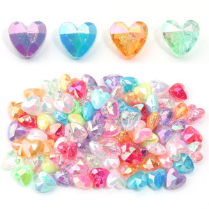 100pcs Acrylic Heart Beads Transparent Loose Spacer Beads for DIY Jewelry Making Pendants Neaklace Bracelet Needlework Material