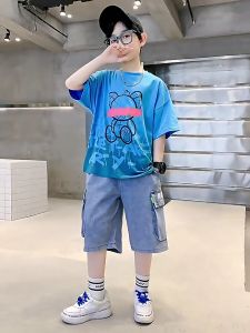 Quần áo jean bé trai size đại 28kg đến 43kg phong cách Hàn Quốc  đồ bộ bé trai mùa hè 2024 hàng Quảng Châu cao cấp