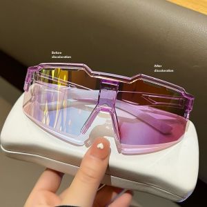 Windproof Outdoor Hiking Mountain Bike Sunglasses Polarized Color Changing UV Glasses Tide Big Frame Skiing Sports Cycling