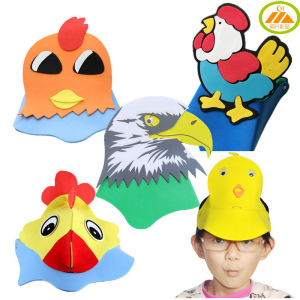 EVA Chicken Hat for Children Performance Props Animal Masks Elastic Band Toddler Kindergarten Show Costumes Festival Supplies