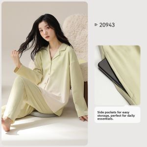 miiow | Pure Cotton Long Sleeve Sleepwear Set For Women Cat Person Official Store Spring Autumn Winter Home Clothes Sweet Plus Size