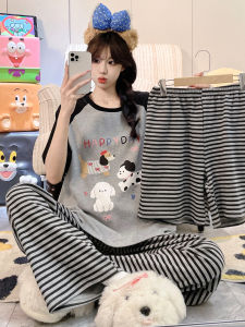 SHAPRA | Summer Cotton Loose Short Sleeve Lady Girl Sleepwear Set