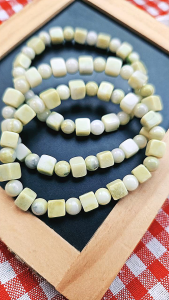 Premium Grade Natural Cauliflower Jade Cube Bracelet