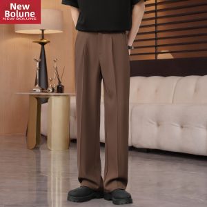 NEW BOLUNE | Summer Breathable Thin Ice Silk Nine-Tenths Business Straight Leg Pants