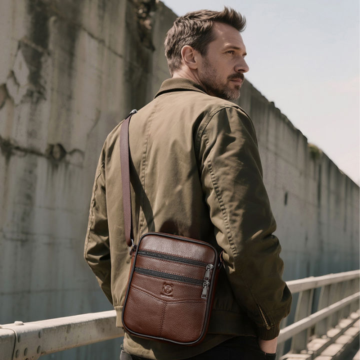 BULLCAPTAIN%20Men's%20leather%20shoulder%20bag%20multifunctional%20and%20high-capacity%20cowhide%20crossbody%20bag%20handbag%20Casual%20Messenger%20Bag%20-%20Image%203