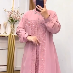COD Senada Dress Ceruty Babydoll Brokat Dress Wanita Terbaru Kekinian Gamis untuk Kondangan Viral