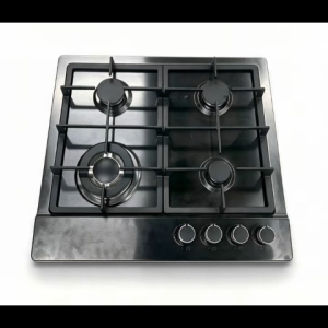 4 Burner Built in Gas Cooktop Stainless Steel Drop in Gas Hob Anti Melt Metal Knobs Cast Iron Grates Electric Ignition Flame Failure Safety for Home Commercial Kitchen