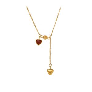 Red Heart-Shaped Pendant Chain Necklace • Waterproof Non Tarnish • 18K Gold Plated 316L Stainless Titanium Steel Necklaces for Party Women Men NL273