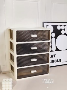 2/4/6 Tier Transparent Desktop Storage Drawer Stackable Clothes Organization Office Home Stationery Cosmetic Storage Box