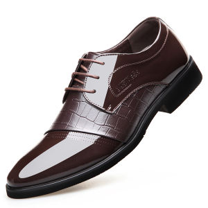 Leather Shoes Mens Leather Spring Breathable Business Casual K-style Hidden Heel British Formal Wear Fancy Pointed-Toe Wedding Shoes