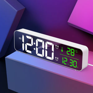 Brifit Digital Large Display Alarm Clock for Living Room Office Bedroom Decor LED Electronic Date Temp Display Wall Electric Clocks Automatic Brightness Dimmer Smart Cool Modern Desk Accessories