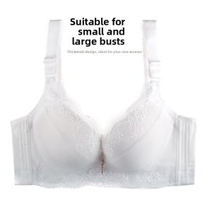 Gathering Plus Size Womens Bra with Steel Ring Lace