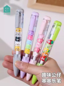Cute Cheese Cat Theme Neutral Pen Click Type Stress Relief Writing Tool Womens Style Daily Use Black Ink Bullet Tip Pen