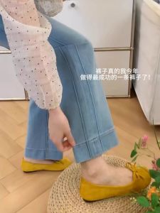 Light Blue Straight Leg Jeans Women High-waist Jeans Casual Style Cotton Blend Fabric Spring Autumn Spring Frock Breadstick Jeans Slim Size Elastic