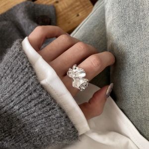 Simple Folded Skirt Ring for Women Irregular Opening Hip Hop Punk Index Finger Ring Fashionable Personality Jewelry