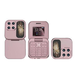 Foldable i17 Mini Small Mobile Phone 1.77inch Screen FM Radio Flashlight Magic Voice MP3 Dual SIM 2G Flip Feature phone
