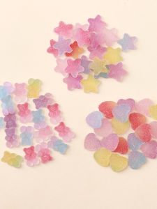 ลูกอมสีน้ำเงินสว่างในเวลากลางคืนขนาดใหญ่กลางเล็ก รูปหัวใจ รูปดาว อุปกรณ์ทำเล็บ DIY อุปกรณ์ตกแต่งโทรศัพท์มือถือ