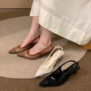 LOEI Naeri Slingback Pointed Heels Rajut Transparan – Elegan dan Anggun 5718