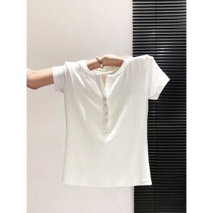 V.C.I | Korean Style Chic Slimming Short Sleeve Half Collar T Shirt