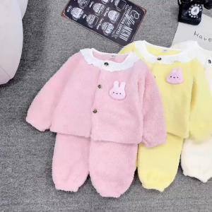 Bộ quần Áo lông đính thỏ dài tay cho bé sz 8-26kg áo dài tay thu đông cho bé gái quần áo thu đông