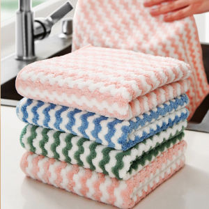 10Pcs Thicken Microfiber Kitchen Towel Dishcloth Household Non-stick Oil  Cleaning Wipes Super Absorbent Dry & Wet Kitchen Rags