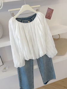 PAIBOLI | Large Size Summer New Style Simple Unique Beautiful Shirt Womens One Shoulder White Top Cold Tone Elegant Fashionable Blouse