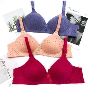Polka Dot Wireless Bra  Cup AB Thin Sponge