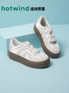 Hotwind Ballet Style Thick Bottom Deqin Shoes Womens Winter New Casual All-Match White Sneakers Comfortable Breathable