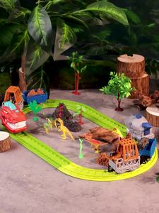 WANJUTEGONGDUI | Dinosaur Rail Train DIY Building Intelligence Adventure Electric Toy