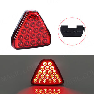 20 LED Motorcycle Car Bumper Pilot Lights Triangle Rear Brake Lamp Warning Strobe Stop Safety Black Red RGB For F1 Style Truck