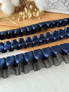 Vải Viền Ren Xanh Lam DIY Cho Váy Và Quần Áo Vải Xếp Ly Hoa Văn Viền Ren Hoa Văn Viền Ren Cho Đồ Thủ Công Gia Đình