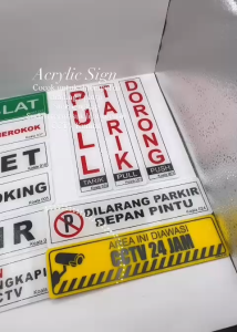 Acrylic Sign Papan Penunjuk / Akrilik Label Pintu Tarik Dorong Toilet CCTV No Smoking No Parking