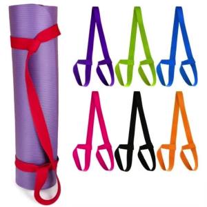 Yoga Mat Strap Carrier with Elastic Band Heavy Duty Adjustable Shoulder Strap Gym Travel Hands Free Carry for 8-10mm Thick Mat