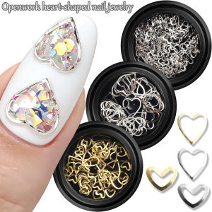 Minimalist punk-style alloy hollowed-out heart-shaped nail art decorations Y2K heart-shaped metal nail art embellishments