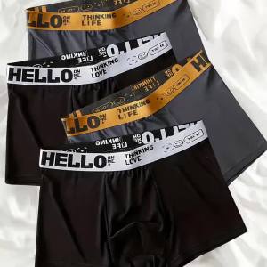 【HELLO Fun Waist 】 6-piece set of Mens breathable Boxer shorts in black and gray contrasting colors for daily use