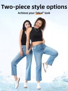 HIPPIE MISS | Blue Cropped Straight Leg High Waisted Jean Pants