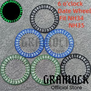 GRAMOCK Luminous Watch Calendar Disc NH34 NH35 6 Oclock Black Green Blue Date Wheel Fit 4R34 NH35 Movement Modified Repair Tool