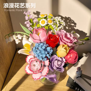 DIY Assembly Rose Lotus Flower Bouquet Series Building Blocks Gift for Girls Educational Birthday Toy from China