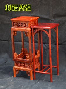 New Chinese Style Redwood Flower Pot Stand Hedgehog Purple Mahogany Design Lantern Flower Stand Classical Bracket Design